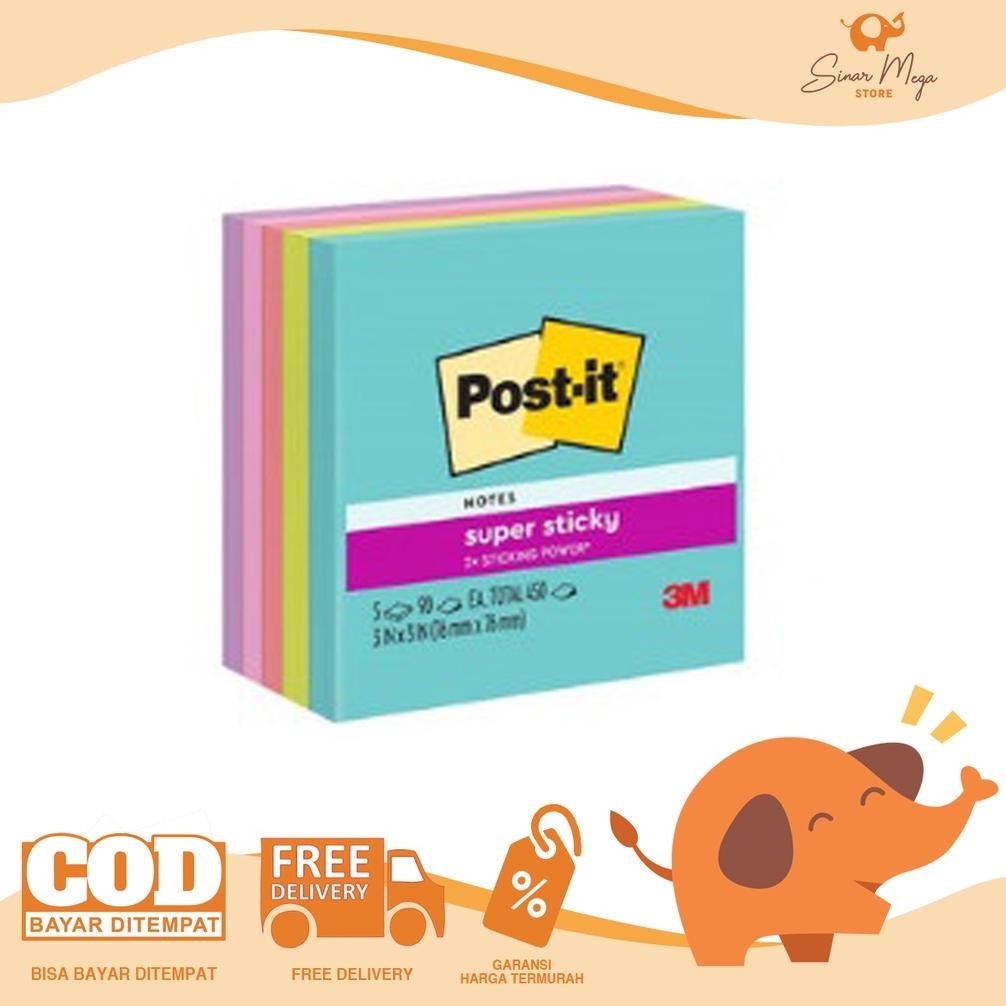 

3M Post It Cube 654 5 SS MIA / Sticky Notes Warna Neon Berkualitas RB07