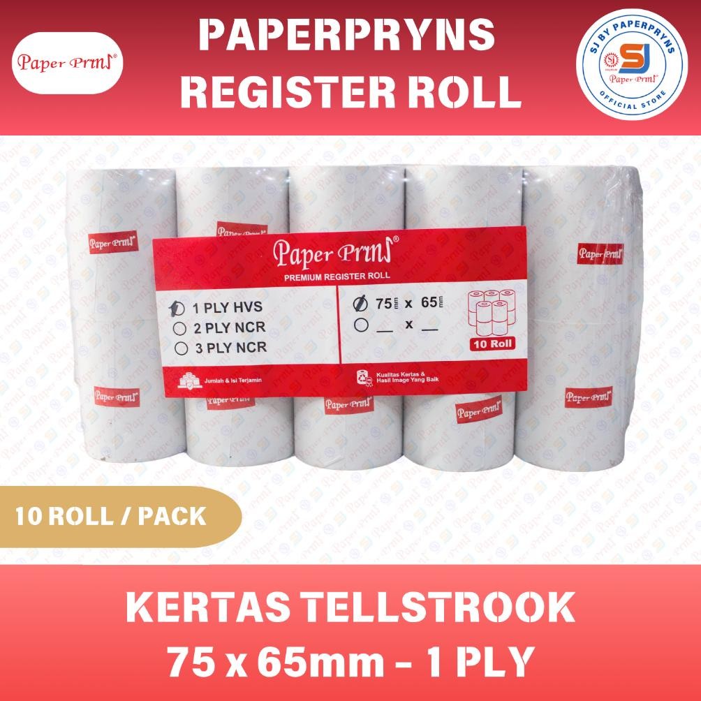 

PAPERPRYNS Kertas Telstrook Register Roll 75 x 65mm - 1 PLY HVS - 1 PACK (ISI 10 ROLL) RB07