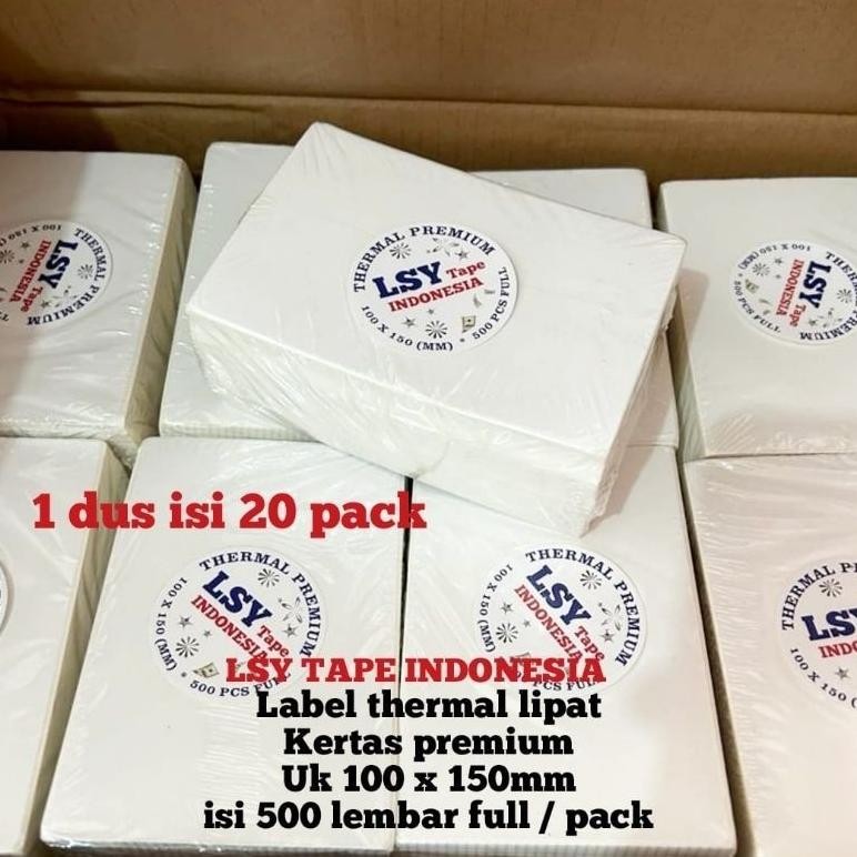 

LSY Kertas Thermal Label LSY TAPE 100 X 150mm isi 500 Lembar Full ( 1 dus isi 20pack lipat ) RB07