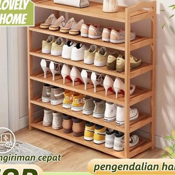Rak Sepatu Susun Kayu Rak Bamboo Penyelenggara Rak Sandal Rak Sepatu Medan Rak Penyimpanan Lemari Se