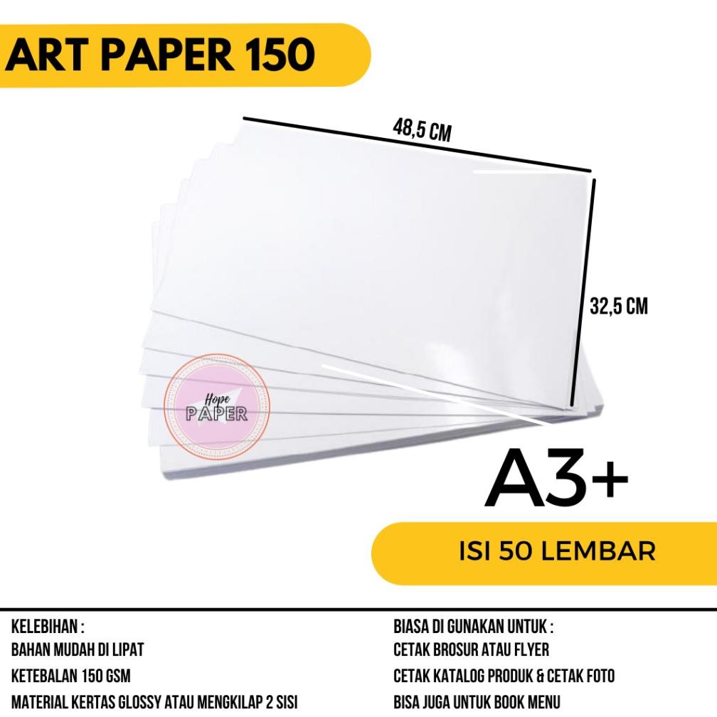 

Kertas Art Paper A3 Plus 150 gsm isi 50 lembar / Kertas Art Paper 150 gsm A3 Plus RB07