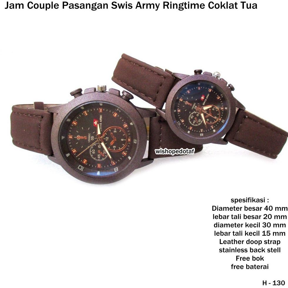 jam tangan kulit couple pasangan ringtime coklat tua full set RB
