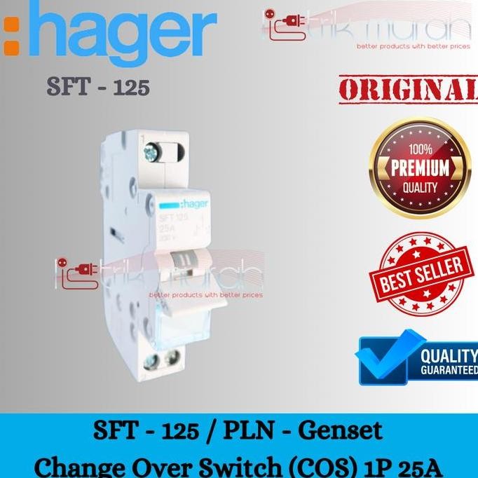 

Terlaris Hager Sft125 1P 25A Cos Mcb Change Over Switch Genset Pln 1-0-2 Handel
