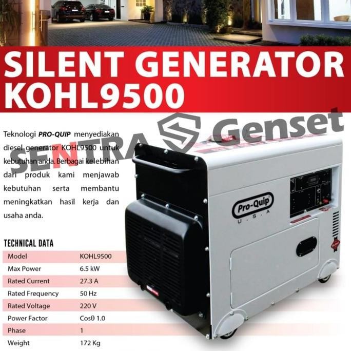 

Terlaris Genset Silent Solar 6500 Watt Proquip Kohl 9500 / Kohl9500 Diesel