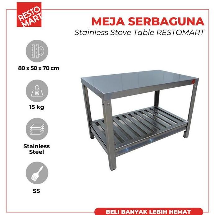 

Terlaris Meja Kompor / Meja Serbaguna / Stove Table Restomart Stainless Steel (0313493) (F0)