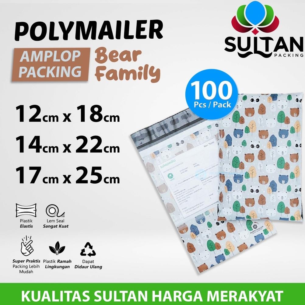 

Baru Polymailer Motif Bear Family - Amplop Plastik Packing Premium Cute PACK