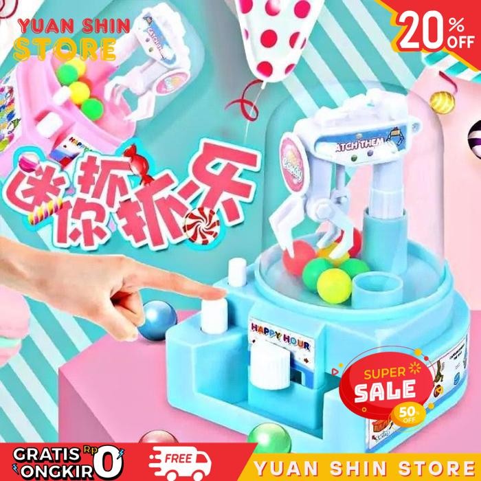 PROMO MAINAN ANAK MESIN CAPIT BOLA MINI CLAW MACHINE CANDY YG18/MAINAN MESIN CAPIT MINI/MAINAN BOLA 