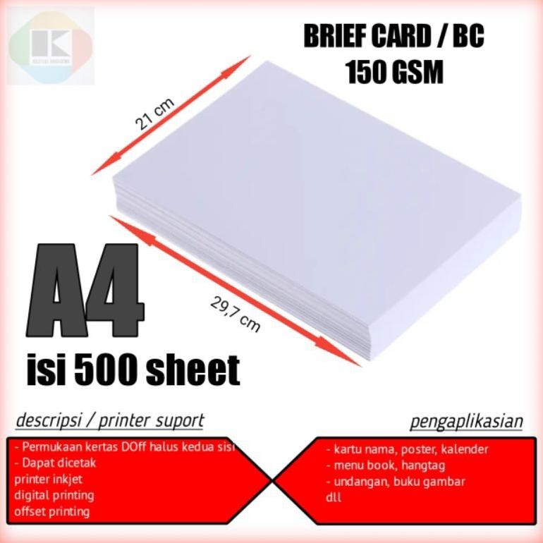 

Sale! Kertas Brief Card Bc A4 150Gsm Isi 500 Lembar Kertas Gambar Tebal