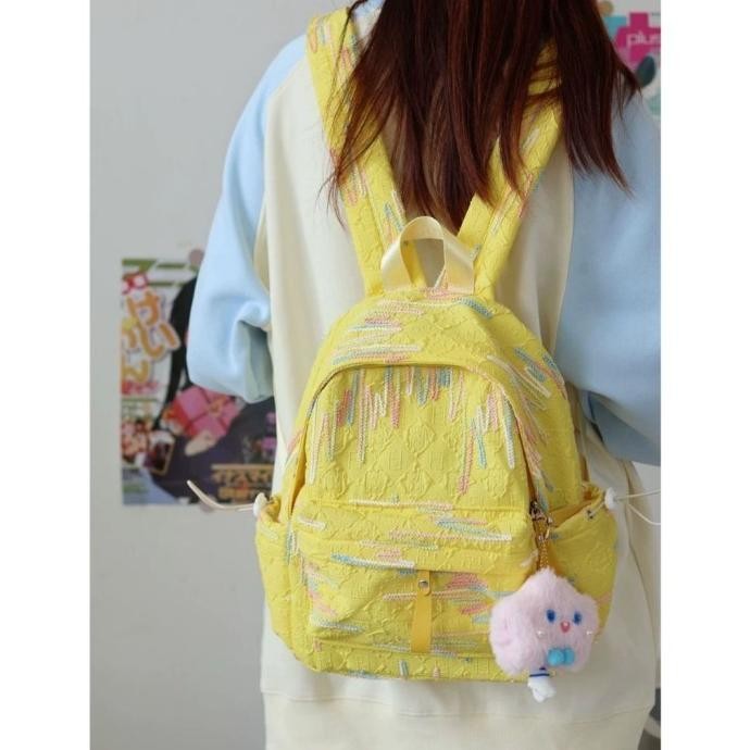 Grosir [Cc35] Tas Sekolah Mewah Rajutan Tas Sekolah Wanita Jepang Tas Bahu Mini Ransel Siswa Fashion