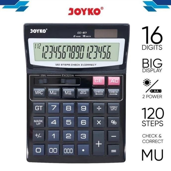 

restock JOYKO CC-57 Check & Correct Calculator - Kalkulator 16 Digit Cek Ulang