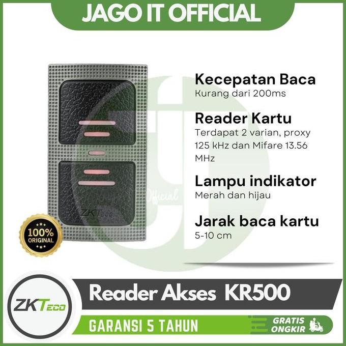 ready  Card Reader | Akses Kontrol | ZKTECO KR500 | RFID Card - Mifare 13.56M