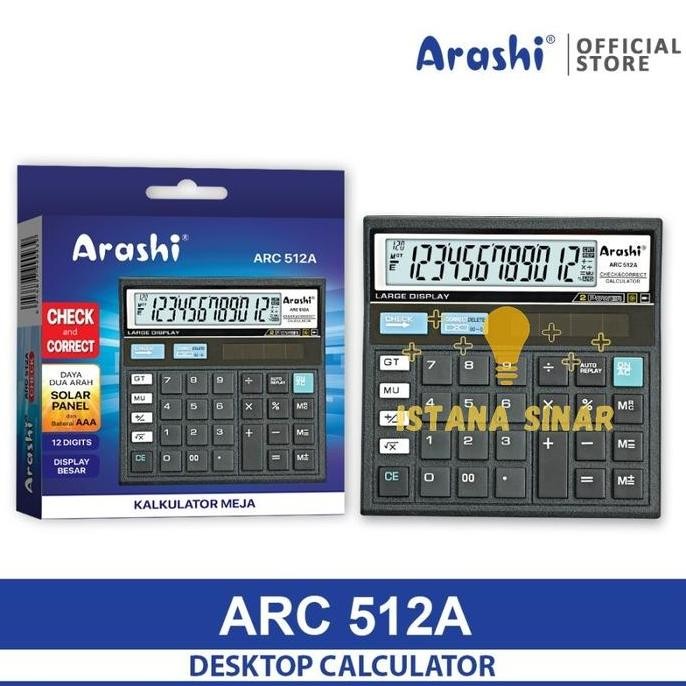 

restock Calculator / Arashi Kalkulator ARC 512A / 12 Digit / Check Correct AAA