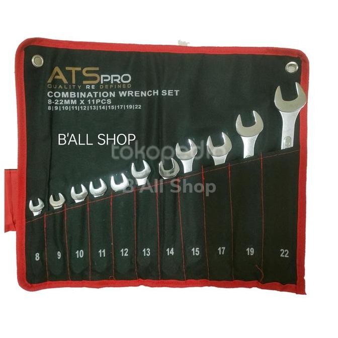 Kunci Ring Pas Set 11 pcs 8- 22 CRV ATS Pro