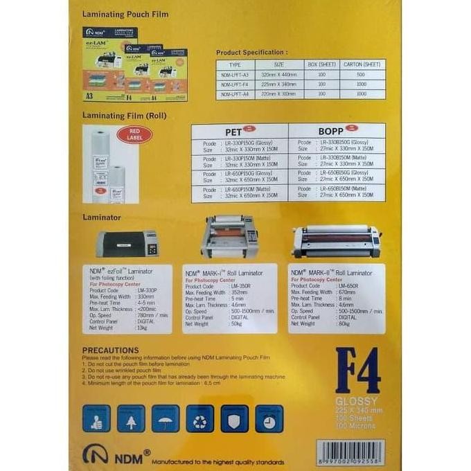 

ready !!! PLASTIK LAMINATING / LAMINATING POUCH FILM FOLIO ( F4 ) NDM ( PAK )