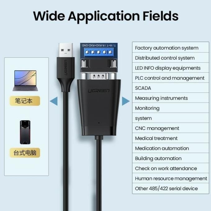 Ugreen Usb To Rs422 Rs485 Serial Port Converter Db9 Male Ftdi-60562