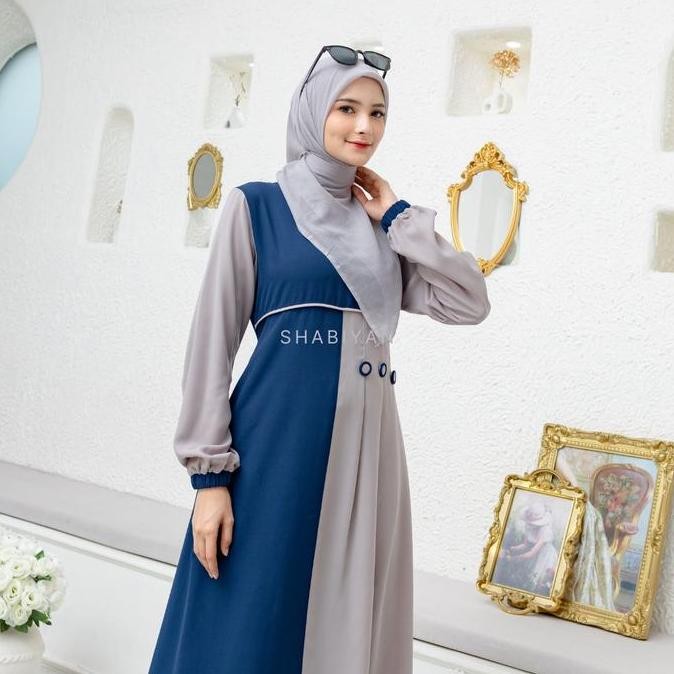 Shabiyan.id 388 Gamis Remaja Moscrepe Polos Kombinasi