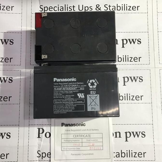 Aki Baterai Kering Panasonic 12V 12Ah Ori Bersertifikat Lc-Va1212