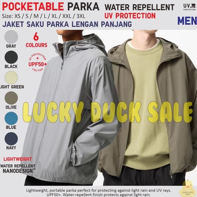 Murah Men Pocketable Parka Uv Protection Jaket Saku Hujan 3D Cut Pria Uniqlo