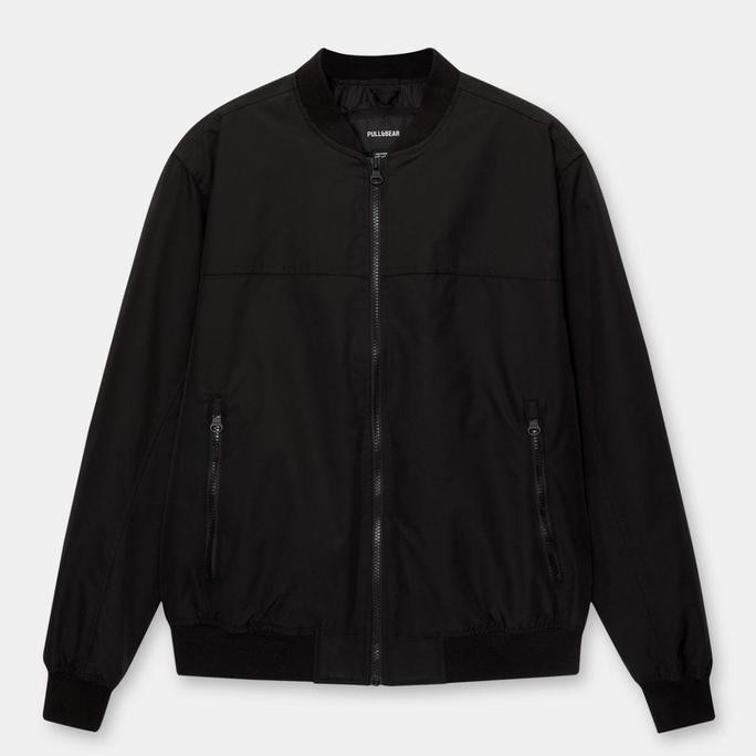 Murah Jaket Bomber Pull And Bear Pria Original - Hitam