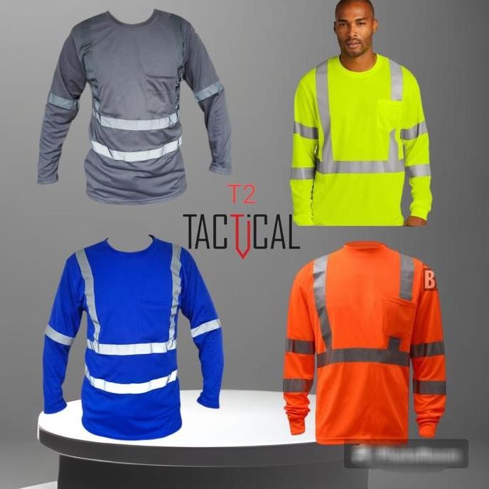 Terlaris Kaos Panjang Lapangan Safety Scotlight - Kaos Proyek Bahan Dingin