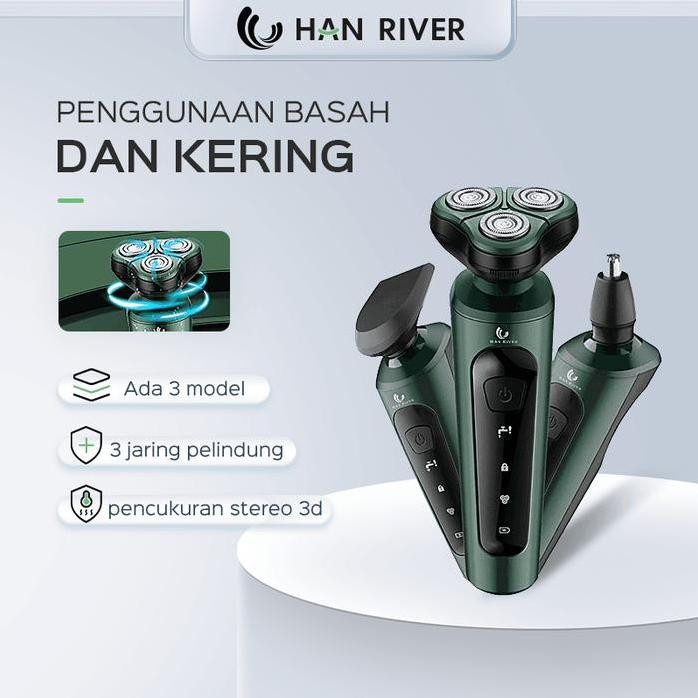 Terlaris ValenrewahHan River Hrtxd02 Alat Cukur Rambut Elektrik Shaver Listrik Hitam Jenggot Razor W