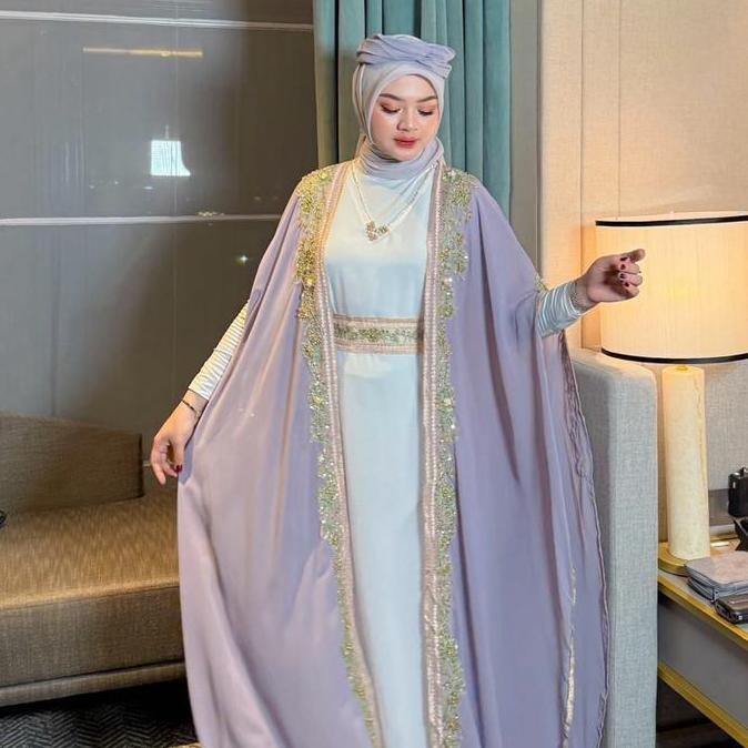 HALIMAH - CASSANDRA Set Inner Belt Dan Turban | Baju Gamis Abaya Kaftan Dress Wanita Muslim Kondanga