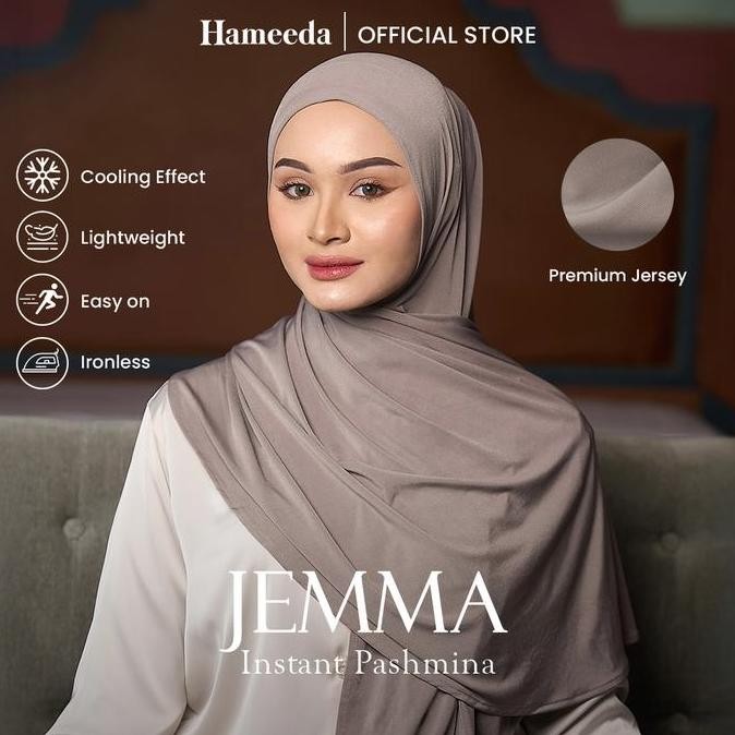Hameeda - Jemma Instant Pashmina | Jersey Bergo Panjang Jilbab Basic Kerudung Muslim Wanita