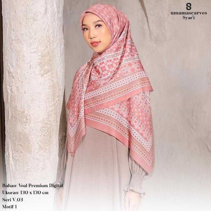Umama Scarves Premium Box syar'i | Jilbab Segiempat syari Voal Motif Premium LC