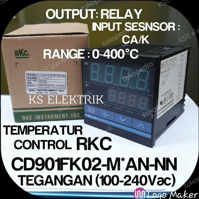 temperature control RKC CD901-FK02-M*AN-NN (input K/CA) 0-400C DISKON