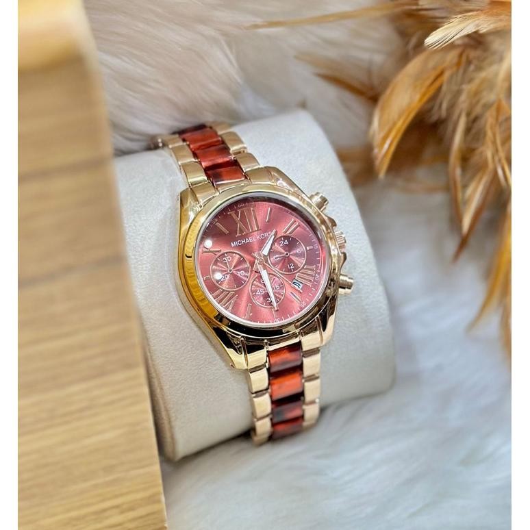 Jam Tangan Wanita MK Strap Keramik Quartz Anti Air Bisnis Fashion Kasual