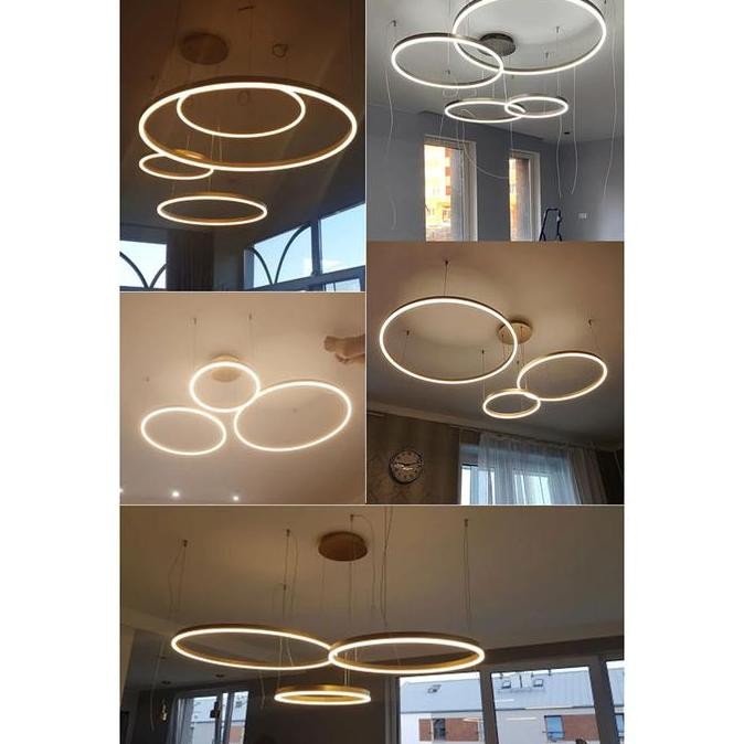 Grosir Lampu Gantung Ruang Tamu Minimalis 3 Ring Celing Light Modern Aesthetic Lamp Cafe