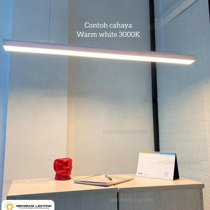 Promo Lampu Gantung Hias Plafon Panjang Hitam Putih Led Decor Rumah Kantor