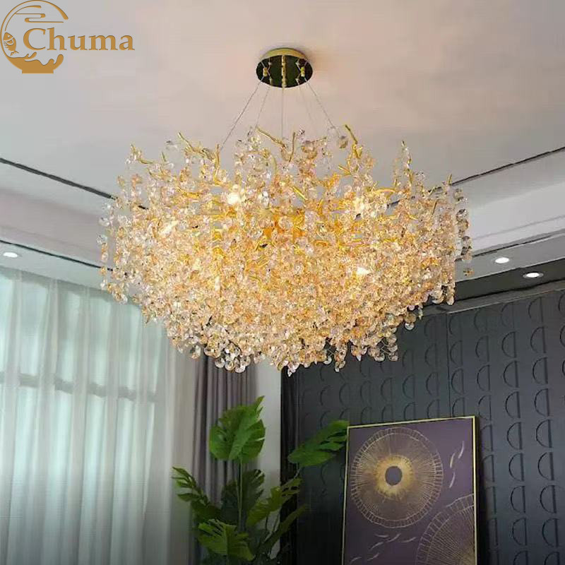Lampu Gantung Kristal Mewah 3 Warna modern luxury Chandelier Lampu hias Gantung K9 Kristal Lampu Rum