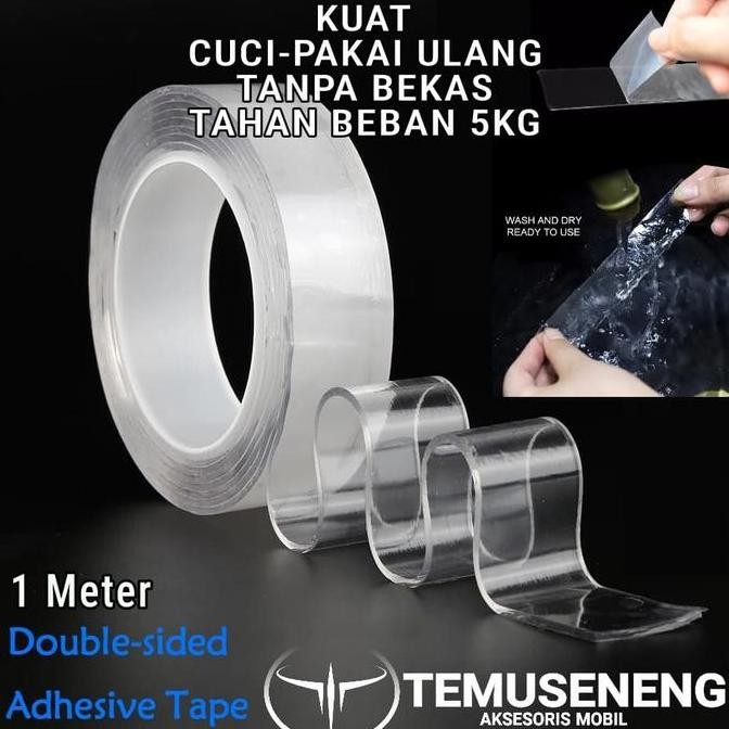 

Spot Barang !!!! Doubletape Bening Transparan Gel 1M Double Dobel Tape Selotip Plester