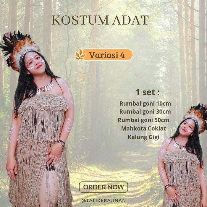 Kostum Karnaval Pria Wanita Fashion Week Carnival Adat Papua Dayak Kostum Pawai Pakaian Tradisional 