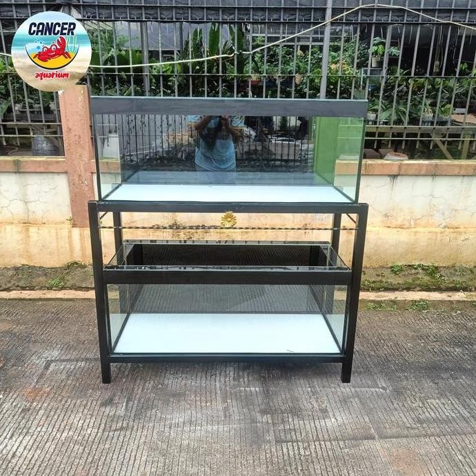 Aquarium 100X40X40 2 Set Dan Rak Hollo