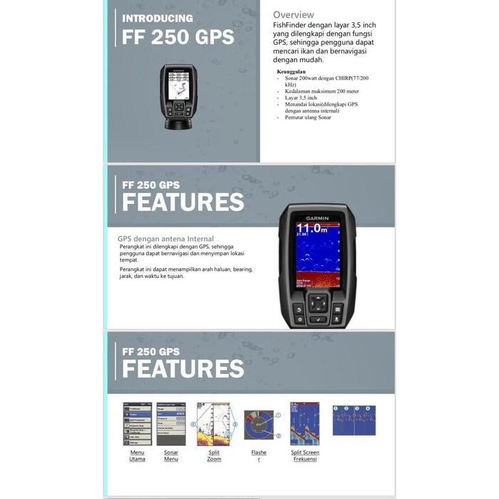 Fish Finder Garmin 250 Gps ( Garansi Resmi Tam 2 Tahun ) Fish Finder + Gps Original Dan Terpercaya