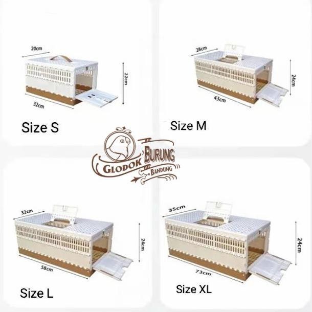 Dongdang merpati pos kurungan kotak bawa burung 3 pintu kandang lipat
