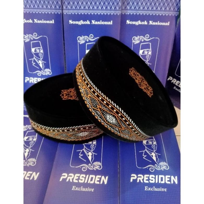 Peci Songkok Motif Batik Peci Kopiah Songkok Hitam Motif Batik Peci Songkok Hitam Bordir AST