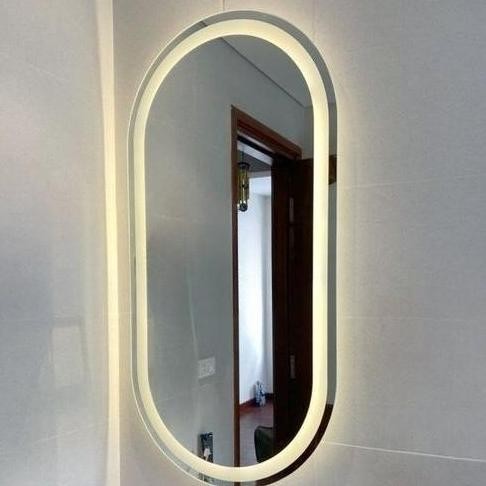 Cermin Kamar Mandi Led Minimalis Touchscreen Wastafel Sanblas