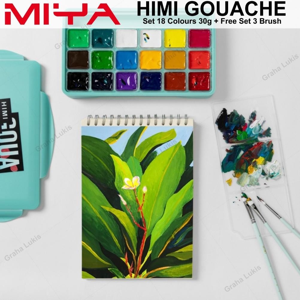 

NEW Miya Himi Gouache paint cat set 18colors x 30ml + FREE set 3 Brush SV9