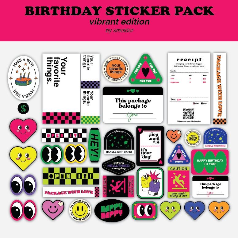 

[Ready Stock] No Custom Birthday Sticker Pack By Smolder SV9