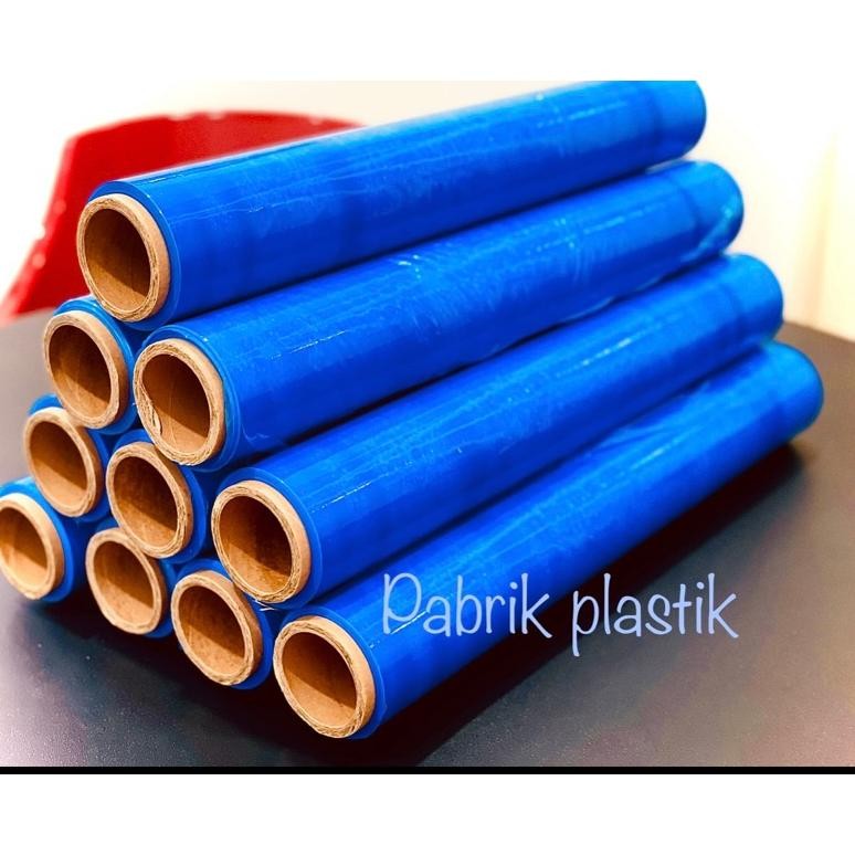 Produk Baru Stretch Film Warna Biru 50cm x 150m Plastik Wrapping Barang Blue Aqua