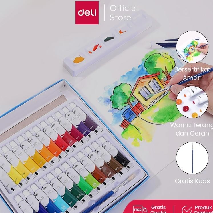 

Deli Water Color Paint Cat Air Set 5 Ml Bersertifikat Aman Gratis Kuas 738Xx