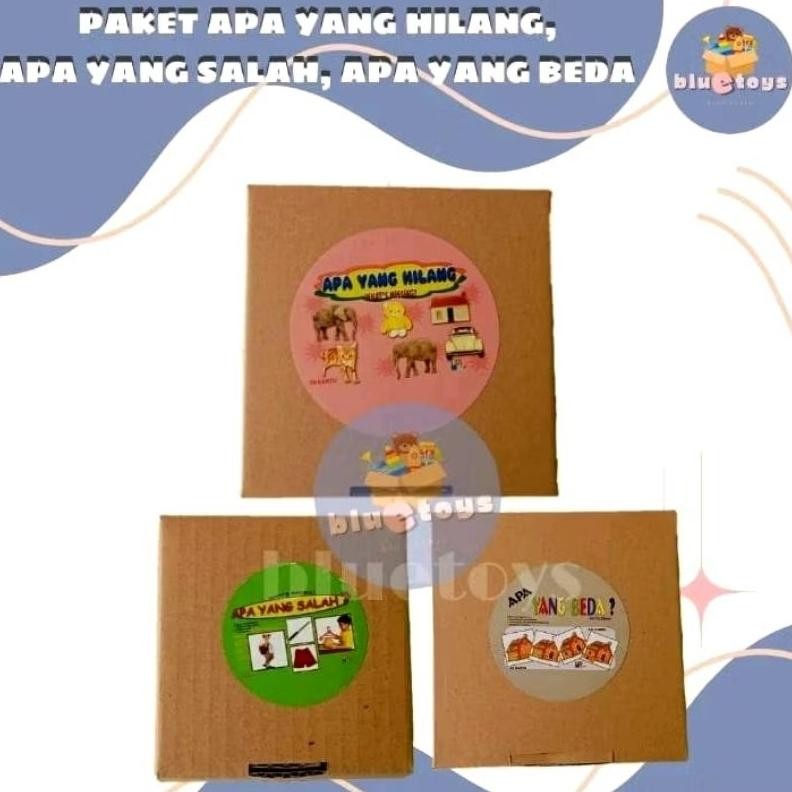 GETOYS PAKET APA YANG HILANG, APA YANG SALAH, APA YANG BEDA/KARTU TERAPI WICARA BALITA DAN ANAK/IQ D