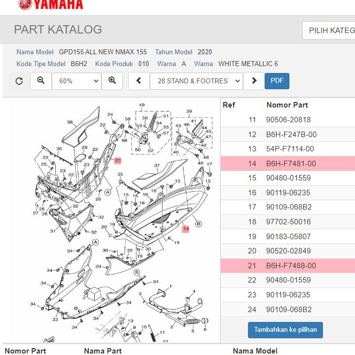 Footrest Bordes Pijakan Kaki Kanan Kiri All New NMAX Original B6H-F7481-00 B6H-F7481-00