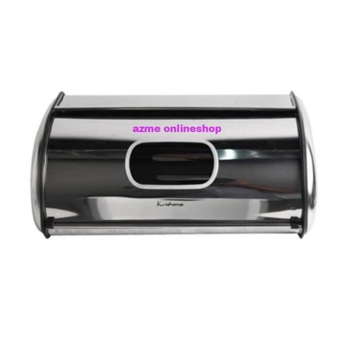 TERMURAH - krishome tempat roti & kue stainless steel_bread box rect silver