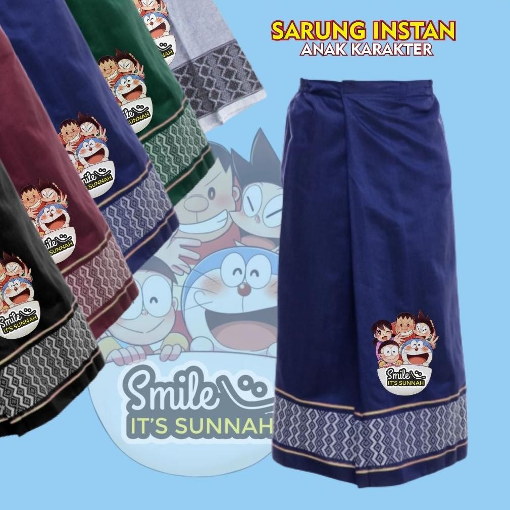 Sarung Instan Anak Laki Laki Karakter Font Smile Its Sunnah Untuk Umur 2 sampai 7 Tahun AST