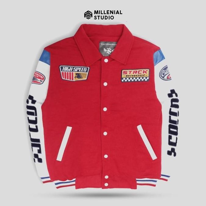 Varsity Jacket High Speed Red Bordir Jaket Baseball Racing Original (Best Quality)