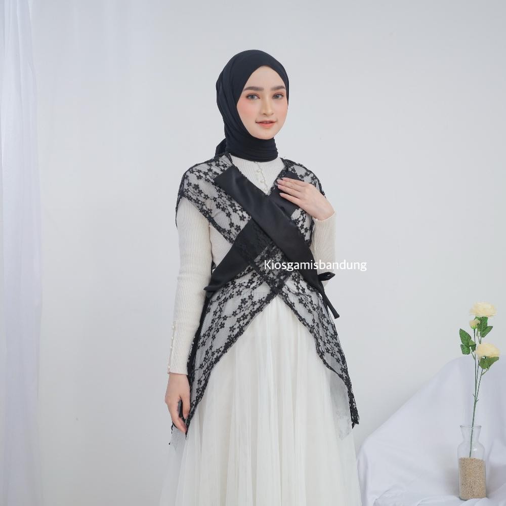 Celine Outer Brokat Kondangan Cardigan  2in1 Murah Kekinian Lace Mix Maksmara Premium AST